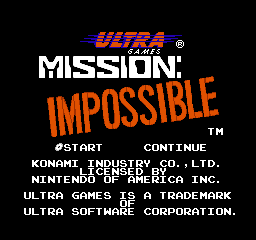 Mission Impossible title screen for NES